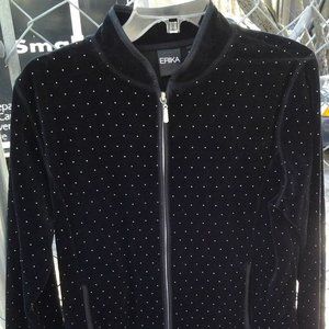 ERIKA BLACK PLUSH ZIP JACKET SIZE M